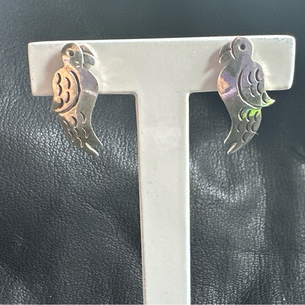 Taxco Sterling Silver Parrot Bird Earrings